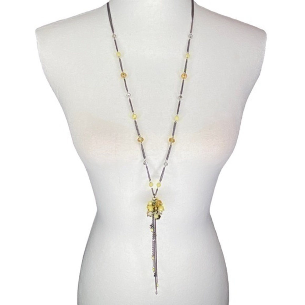 Vera Wang Necklace Gunmetal Tone Bead and Chain Necklace
